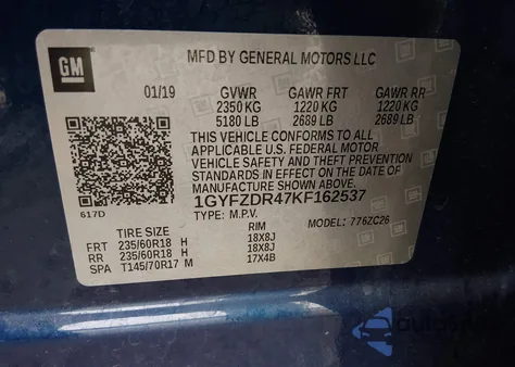 2019 Cadillac Xt4 Premium Luxury from USA, damaged, VIN 1GYFZDR47KF162537